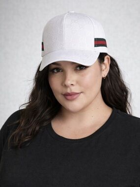 Gucci White Logo Pattern Ball Cap Hat
